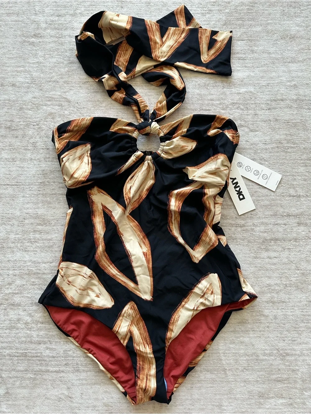 NWT DKNY Women’s O-Ring One-Piece Bandeau-Neck Swimsuit - Picture 4 of 5